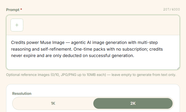 Step 01: Describe your image or upload references